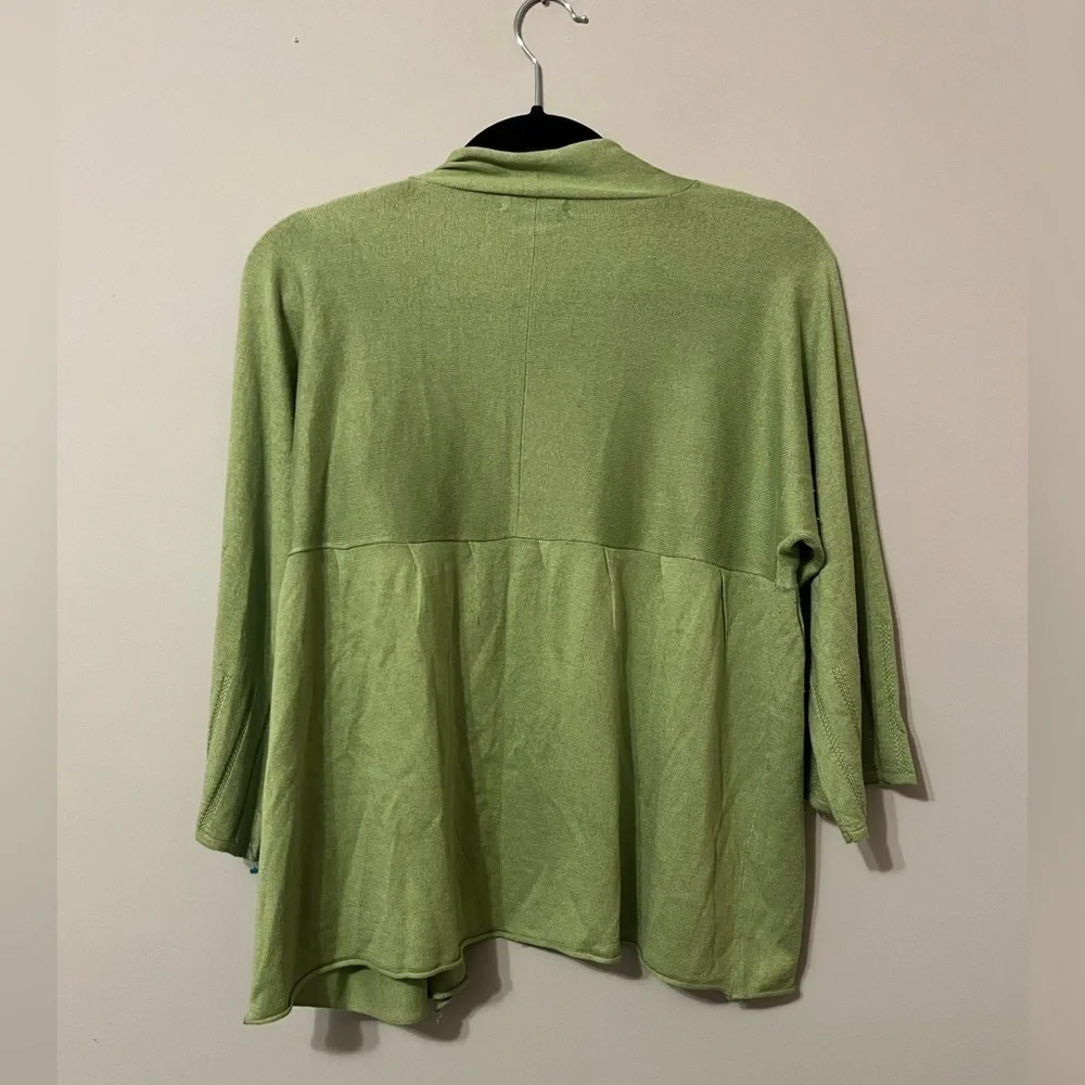 Garnet Hill Open Front Cardigan Sweater Half/Quarter Length Sleeves Size XL